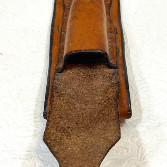 VTG '74 Handmade Brown Leather Tool/Knife Holder for Belt Rugged 6.5" Long - Picture 7 of 16